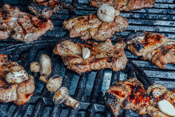 Pork barbecue on outdoor party