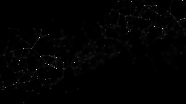 Animated abstract geometric background. Black and white background. Plexus screensaver. Techno video. Looped footage. 4K. HD