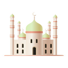 Islamic mosque building illustration with dome