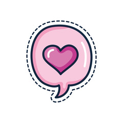 patches concept, speech bubble with heart icon, line color style