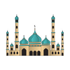Islamic mosque building illustration with dome