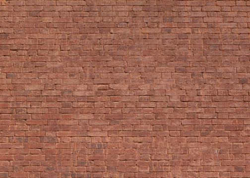 Full frame image of the old painted red brick wall. High resolution texture for background, poster, collage in grunge, urban or loft style