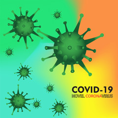 Coronavirus disease COVID-19 infection. Pathogen respiratory influenza covid virus cells. Official name for Coronavirus disease named COVID-19. Vector illustration