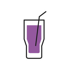 soda glass icon, half line half color style