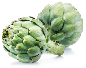 Fototapeta premium Artichoke flower edible buds isolated on white background.