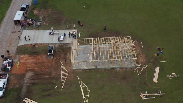 End of Day House Building Project, Habitat for Humanity, Bryan, Texas, USA