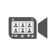 Online Meetings, Work from Home Teleconference Video Conference or Remote Working, Planning or Preventive Discussion Concept Vector. EPS 10