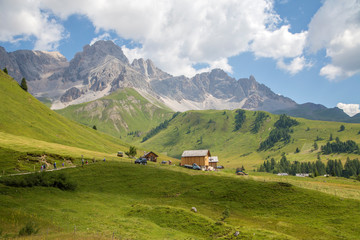 fuciade Passo San Pellegrino. Landescape of the San Pellegrino Pass, Val di Fassa, Trentino Alto Adige, Italy
