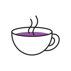 hot coffee mug icon, half line half color style