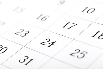 Abstract blur 2020 calendar page. month dates close up