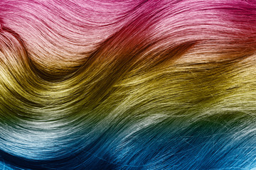 Shiny multicolored hair.