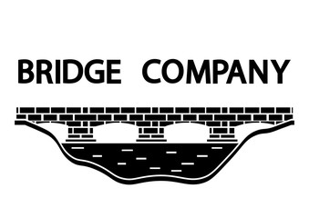 Bridge icon. Black minimalist bridge logo design in glyph style. Flat style trend modern brand graphic art design of a bridge across the river. Vector illustration