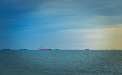 Obraz premium cargo ship in the sea near port gdansk 