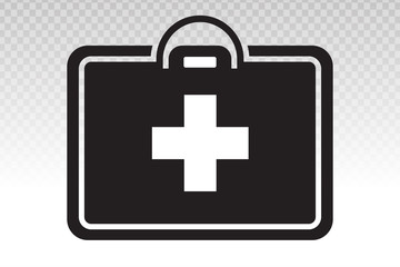 Emergency First aid kit flat icon on a transparent background