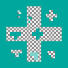 Puzzle shaped first aid medical sign icons on a transparent background