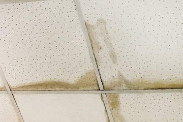 Leaking ceiling, consequences of an old roof or flooding of neighbors, ceiling repair