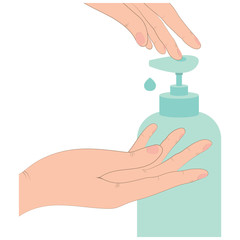 washing hands with liquid soap