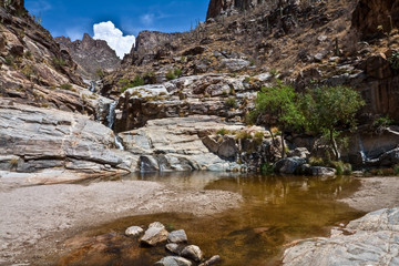 Several Small Pools Serve as Catch Basins For Seven Falls on the  Bear Canyon Trail, Bear Canyon, Sabino Canyon Recreation Area, Tucson, Arizona, USA