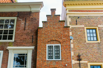 facades of old houses in Veere, Netherlands