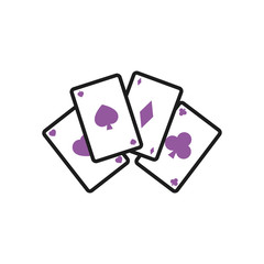 poker cards icon, half line half color style