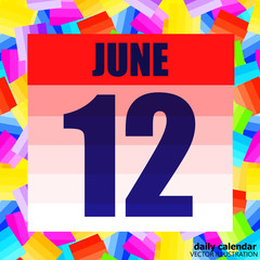 June 12 icon. For planning important day. Twelfth of june illustration. Banner for holidays and special days. Vector Illustration.