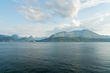 Norwegian fjords mountain landscape sea picturesque view, Norway