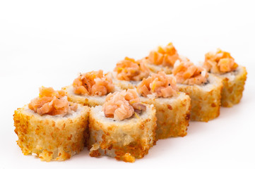 Deep fried Japanese hot roll. White background