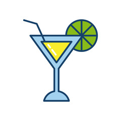 martini cocktail icon, line and fill style