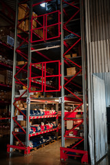 Warehouse storage of retail merchandise shop.