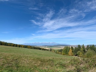 Fototapeta premium rural landscape with blue sky