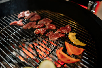 grilling fresh meat steak