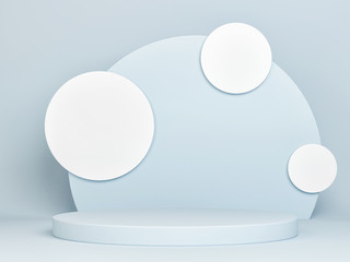 Mockup podium for product presentation, blue background, 3d render, 3d illustration.