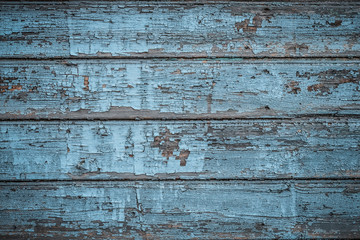 Texture of old blue painted wooden boards, beautiful background