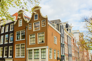 Fototapeta premium typical narrow residential houses in Amsterdam, Netherlands
