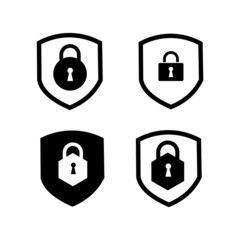 Security shield ob pad lock, key shield Icon symbol Flat vector illustration for graphic and web design.