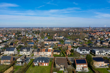 Fototapeta na wymiar Aerial view of a residential area in Sint Niklaas, Belgium