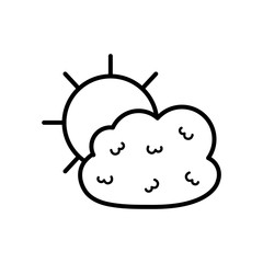 sun and cloud icon,, line style