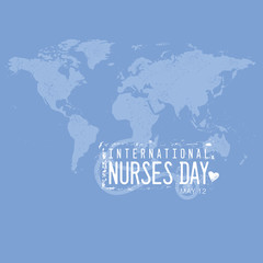 An abstract illustration of International Nurses Day on a blue grunge effect world map