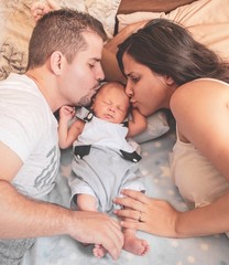 Portrait of a Happy Family, Baby and Father