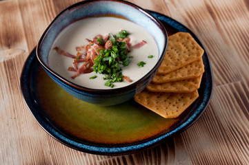 creamy  potato soup with crispy bacon