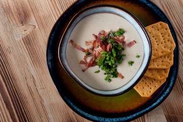 creamy  potato soup with crispy bacon