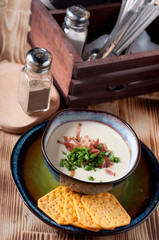 creamy  potato soup with crispy bacon