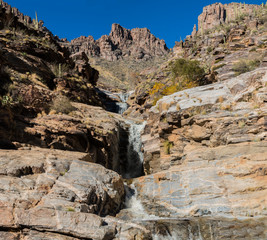 The Cascades of Seven Falls on the  Bear Canyon Trail, Bear Canyon, Sabino Canyon Recreation Area, Tucson, Arizona, USA