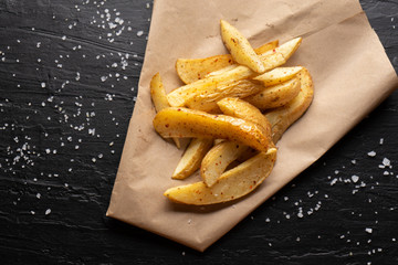 French fries on dark background