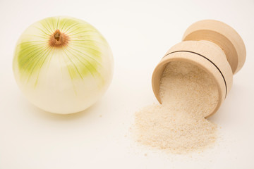 Fresh and natural ground white onion or onion powder.