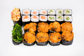 sushi rolls on a white background. Sushi Roll Sushi menu