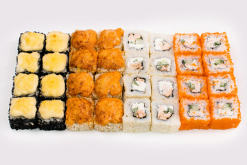 sushi rolls on a white background. Sushi Roll Sushi menu