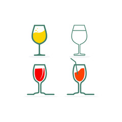 set of wine glasses and wine