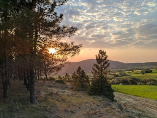 sunset in the mountains