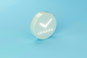 3d rendering, electronic clock with a screen on a blue background, banner, icon, signboard place for text, wallpaper